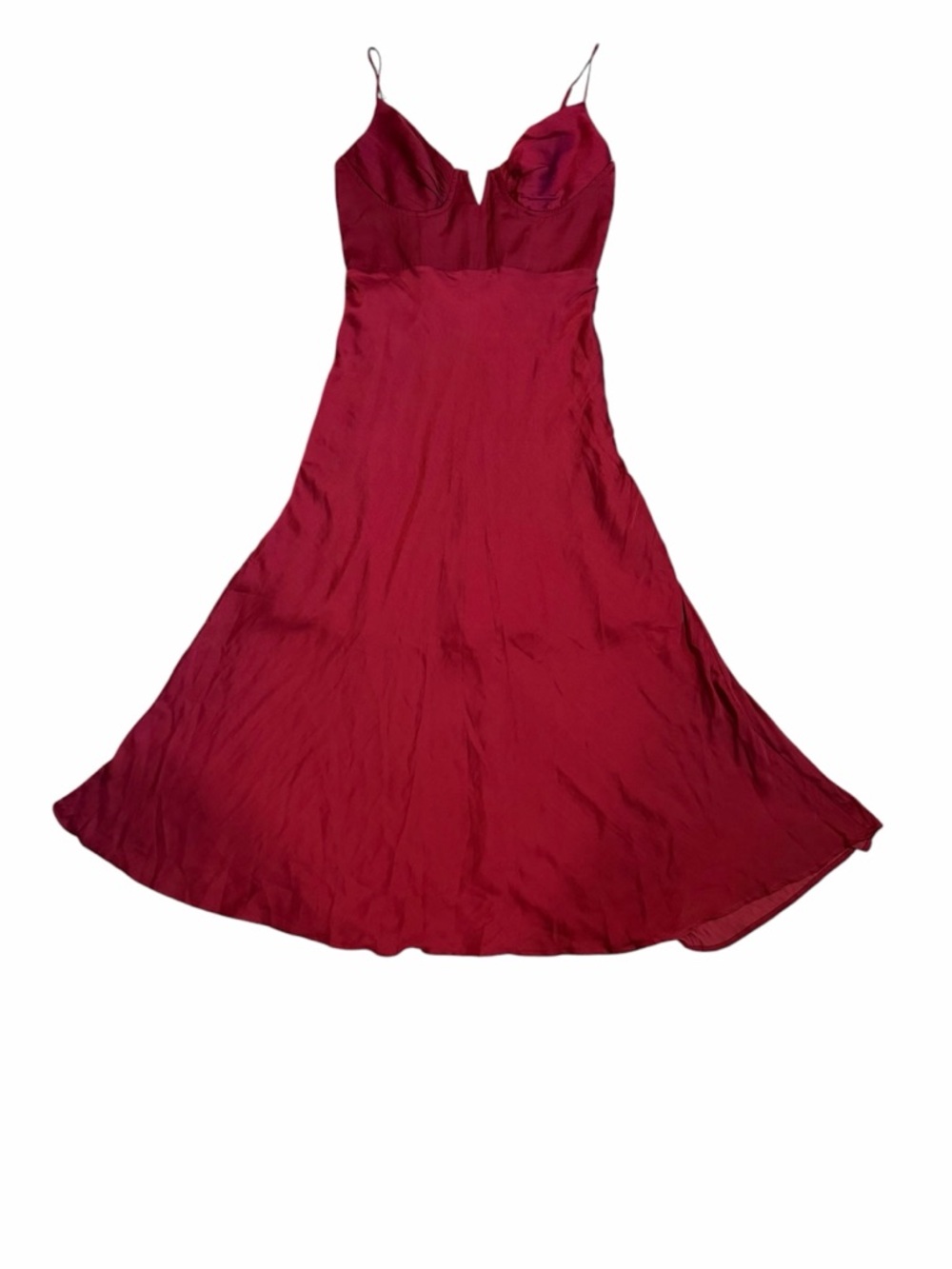 Selfie Leslie Lake Como Fitted Bodice Cami Strap Midi Dress‎ Cherry Large NWT - Picture 5 of 8
